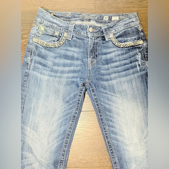 Miss Me Blue Relax Skinny Jeans with Embellished Pockets - Picture 3 of 12